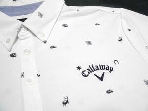 極美品★ Callaway キャロウェイ COOL クール 吸汗/速乾 総柄プリント 半袖 ポロシャツ 3L