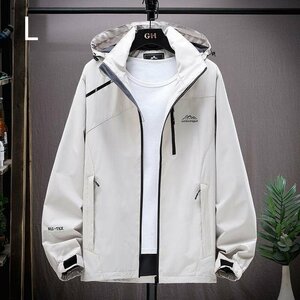 ジャンパー メンズ ジップアップパーカー ブルゾン トレンチコート 登山服 マウンテンジャケット ボアジャケット　米色Lサイズ