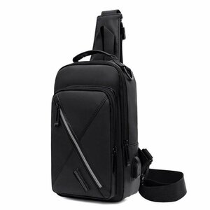 ボディバッグ メンズ バッグ ショルダーバッグ 斜めがけ 大容量 ワンショルダーバッグ 多機能 防水 軽量 旅行 通勤 ブラック