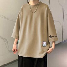 夏服 トップス 7分袖 Tシャツ 大きいサイズ 七分丈tシャツ メンズ おしゃれ 40代 50代 アメカジ カーキ 3XL_画像3