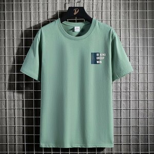 メンズ半袖Tシャツ、カットソー tシャツ 半袖 上着 トップス 丸首 肌着 吸汗 速乾 遮熱 抗菌防臭 T-shirt 涼しい ライトグリーンXL