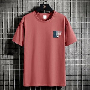 メンズ半袖Tシャツ、カットソー tシャツ 半袖 上着 トップス 丸首 肌着 吸汗 速乾 遮熱 抗菌防臭 T-shirt 涼しい 通気性　ライトレッド2XL