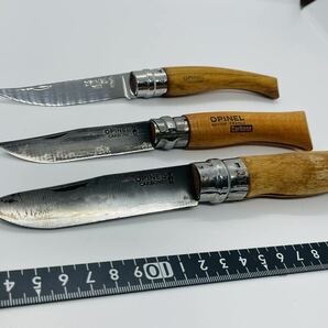 OPINEL Carbone ナイフ オピネル 折りたたみナイフ キャンプ アウトドア 3本 フランス製 まとめ 当時物 現状品 の画像1