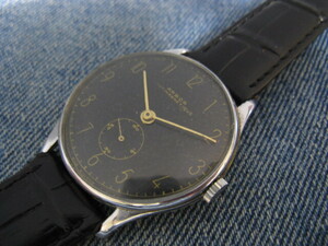 1940年代 ARBOR ブラックダイヤル 耐磁 35mm スイス製アンティーク手巻腕時計 稼働品 注油済み 
