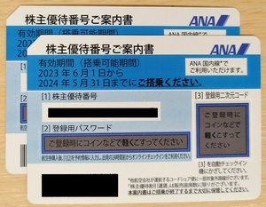 ANA株主優待券 番号通知 2024年5月31日迄 2枚 匿名取引