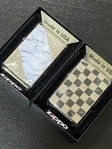 zippo 大理石柄 両面デザイン 2点 希少モデル 2022年製 ケース 保証書付き