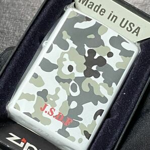 zippo J.S.D.F 自衛隊 迷彩 ホワイト 両面加工 希少モデル ヴィンテージ 2001年製 ☆ ケース 保証書付き の画像1