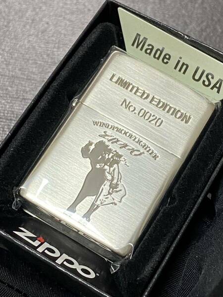 zippo ウィンディ ダブルシルエット 限定品 前面刻印 希少モデル 2023年製 WINDY シリアルナンバー NO.0020 ケース 保証書付き 