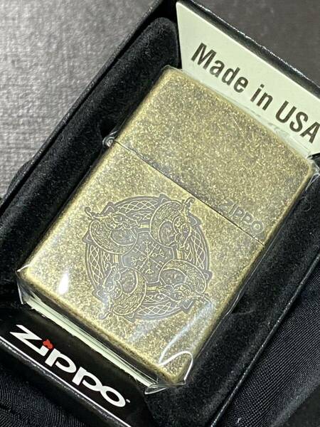 zippo アンティークゴールド 特殊加工 前面刻印 希少モデル 2022年製 ケース 保証書付き