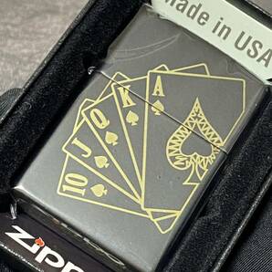 zippo ロイヤルストレートフラッシュ 前面加工 希少モデル 2017年製 シルバーインナー 2017年製 ケース 保証書付き 