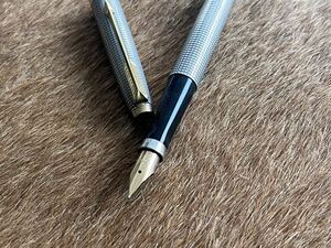 新品未使用 PARKER STERLING CAP & BARREL USA SILVER スターリング シルバー パーカー 万年筆 格子 シズレ ペン先 14K 14金 XF