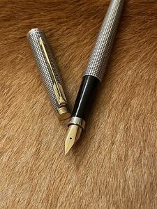 新品未使用 PARKER USA sterling silver スターリング シルバー パーカー 万年筆 格子 シズレ ペン先 14K 14金 ビンテージ ペン先 G3