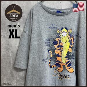 Disney USA アメリカ古着 Tシャツ半袖グレーXLサイズタイガーラメ