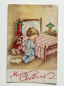 Art hand Auction Carte postale antique [Garçon et chien faisant un vœu au Père Noël] Carte de Noël 0979E, antique, collection, marchandises diverses, Carte postale