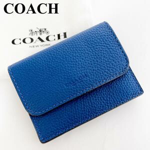 近年モデル 未使用品 ● COACH コーチ ● カードケース 名刺入れ ● メンズ ブルー 青