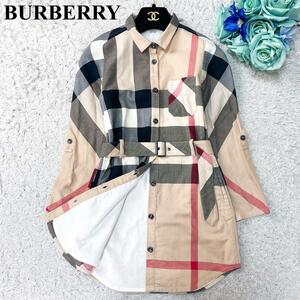 現行 極美品 ● BURBERRY バーバリー ● ロングワンピース メガノバチェック ● 130 キッズ 