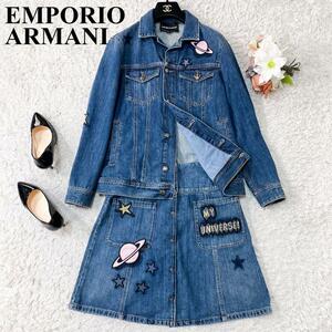 極美品 L相当 ● EMPORIO ARMANI デニムセットアップ アルマーニ ● ジーンズ スカート ジージャン エンポリオアルマーニ ● レディース