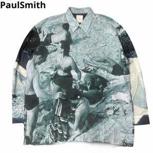 ■ PaulSmith■デザインシャツ■長袖■総柄■ブルー■ハワイアン■長袖シャツ■オーバーサイズシャツ■ボタンシャツ■ポールスミスの画像1