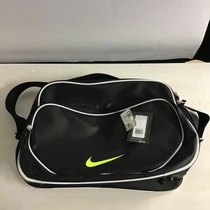 58 【美品】NIKE ナイキ エナメルバッグ ブラック 蛍光イエロー (140)