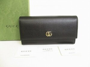 【新古品】 グッチ GUCCI GG マーモント レザー 2つ折り 長財布 コンチネンタルウォレット