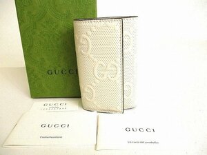 【未使用保管品】 グッチ GUCCI GGエンボス レザー 6連 キーケース キーリング メンズ レディース