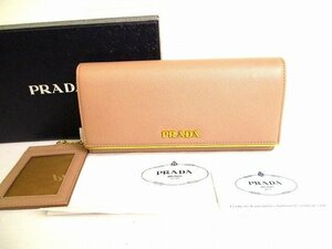 【未使用保管品】 プラダ PRADA サフィアーノメタル レザー 2つ折り 長財布 ロングウォレット メンズ レディース