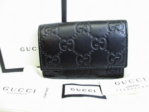 【展示保管品】 グッチ GUCCI シマ GG キャンバス レザー 6連キーケース キーリング メンズ レディース