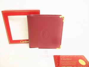 【展示未使用品】 Cartier カルティエ マスト ドゥ カルティエ カーフスキン 2つ折り 財布 コンパクト財布 メンズ レディース