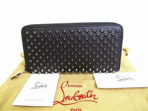 【未使用】 クリスチャン ルブタン Christian Louboutin パネトーネ メタルスパイク ラウンドファスナ― 長財布 メンズ レディース