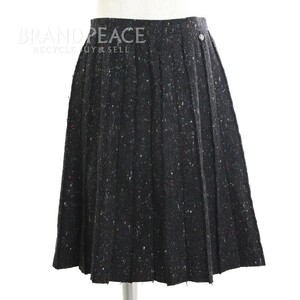  price cut Chanel pleated skirt cut ... none design charcoal 40 size P39002 13C brand piece 