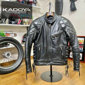  super-beauty goods *KADOYA Kadoya FPV-EVO evo Single Rider's leather jacket soft stereo a black /L * bike outer leather jacket blouson 