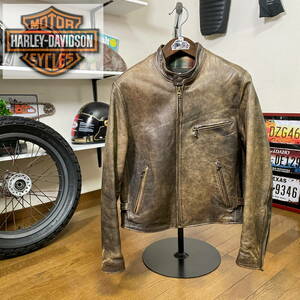  atmosphere eminent *Harley-Davidson Harley Davidson mountain sheep leather leather jacket Brown /L * bike Single Rider's outer blouson 
