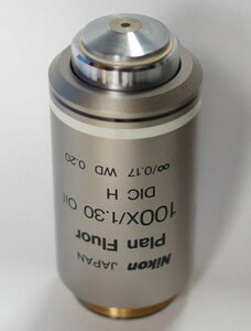 Microscope Japan　品質保証　返品可　ニコン　Eclipse　生物顕微鏡用　対物レンズ　CFI Plan Fluor 100 Oil　DIC H　中古　Nikon