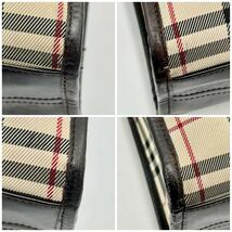 極美品級/希少 ●BURBERRY バーバリー トートバッグ 肩掛け ノバチェック キャンバス レザー ●A4 収納 大容量 ロゴ プレート ビジネス 鞄_画像7