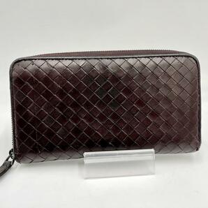 人気 ●BOTTEGA VENETA ボッテガヴェネタ ラウンドファスナー ジッピーウォレット 長財布 イントレチャート レザー 本革 メンズ ブラウンの画像2