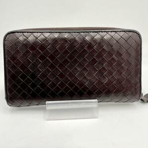 人気 ●BOTTEGA VENETA ボッテガヴェネタ ラウンドファスナー ジッピーウォレット 長財布 イントレチャート レザー 本革 メンズ ブラウンの画像3