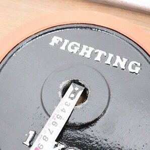 J5508◆FIGHTING ROAD◆ダンベルプレート(ラバー付)・シャフトセット◆計20kg◆シャフト180cm◆現状品◆径28mmの画像6