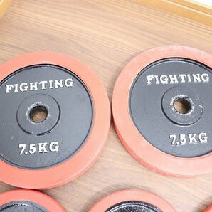 J5507◆FIGHTING ROAD◆ダンベルプレート(ラバー付)◆計40kg◆7.5kg×2/5kg×2/2.5kg×4/1.25kg×4◆現状品◆径28mmの画像3