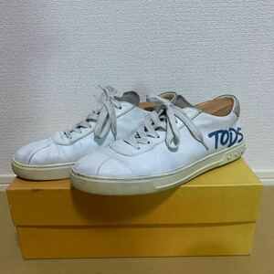 8 1/2 TOD’S ホワイト レザースニーカー ロゴパッチ LOGO PATCH CAS. GOMMA XY IXL ゴンマ メンズ 27.5cm 白 イタリア製