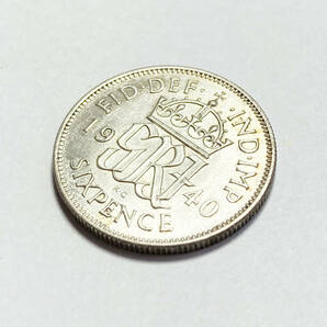 １円スタート! ・1940 イギリス 6ペンス 銀貨 ジョージ6世・アンティーク コインの画像2