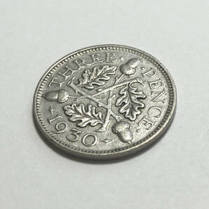 １円スタート! ・1930 イギリス 3ペンス 銀貨 ジョージ５世・アンティーク コインの画像2