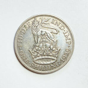 １円スタート! ・1929 イギリス 1シリング銀貨 ジョージ５世・アンティーク コインの画像1