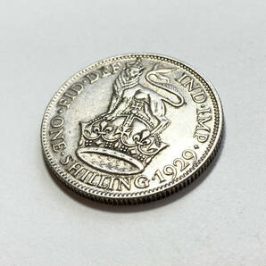 １円スタート! ・1929 イギリス 1シリング銀貨 ジョージ５世・アンティーク コインの画像2