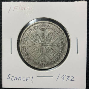 １円スタート! ・1932イギリス1 フロリン銀貨 ジョージ５世(希少な) ・アンティーク コインの画像5