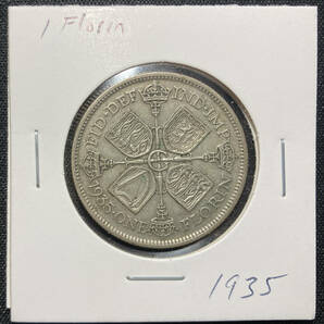 １円スタート! ・1935 イギリス1 フロリン銀貨 ジョージ５世・アンティーク コインの画像5