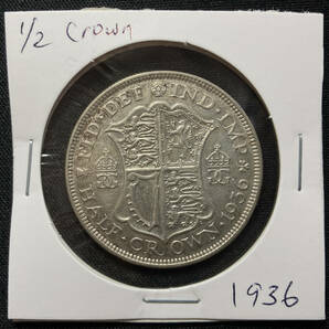 １円スタート! ・イギリス 1936年 1/2クラウン 銀貨 ジョージ5世・アンティーク コインの画像5