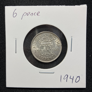 １円スタート! ・1940 イギリス 6ペンス 銀貨 ジョージ6世・アンティーク コインの画像5