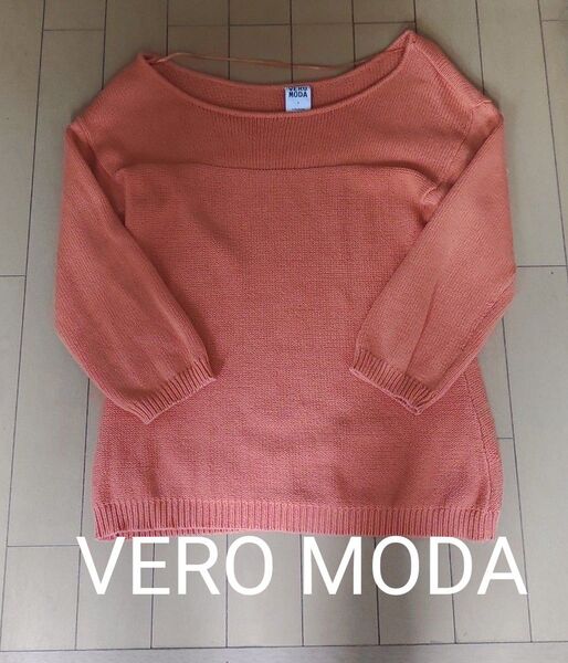 VERO MODA ヴェロ モーダ 七分袖 オレンジ トップス S サマーニット おしゃれ