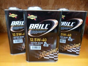 送料無料 [即納] SUNOCO エンジンオイル スノコ オイル BRILL ブリル 12.5w-40 12.5w40 1L×3 3本 3L サーキット タイムアタック ドリフト