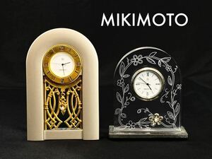 T397 MIKIMOTO ミキモト パール付 置き時計 2点